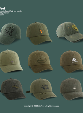 绿色军绿帽子~韩版棒球帽2025四季新款男女同款显脸小宽檐鸭舌帽