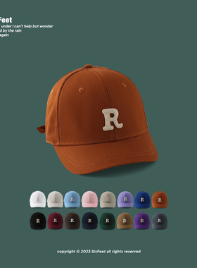 SixFeet韩版时尚字母R鸭舌帽子女四季硬顶百搭5cm短檐棒球帽高顶