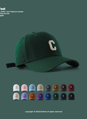 SixFeet大码墨绿色C标字母棒球帽男韩版大头围加大加深帽子高颅顶