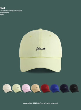 SixFeet黄绿色休闲春夏棒球帽子女生软顶韩版刺绣遮阳帽男显脸小