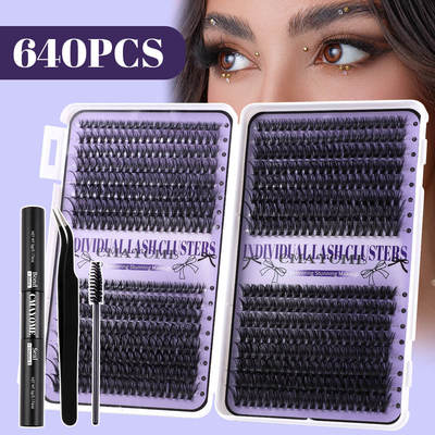640 clusters of false eyelashes naturally thick D-curve睫毛