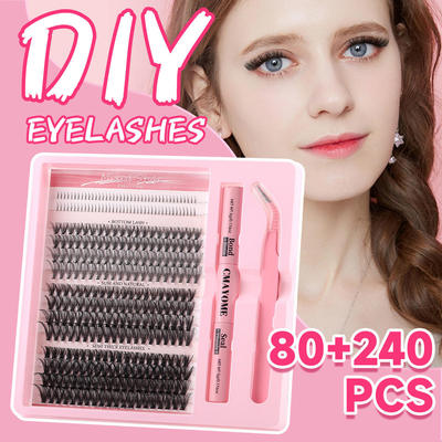 320 clusters of D-curved false eyelashes 5-16mm 簇D曲假睫毛