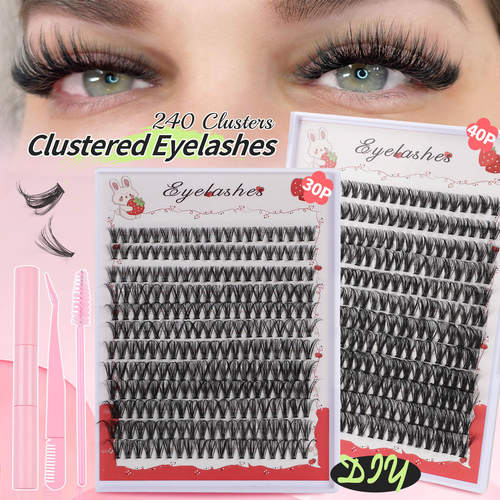240 cluster D-curve false eyelash set 10-16mm D曲假睫毛套装