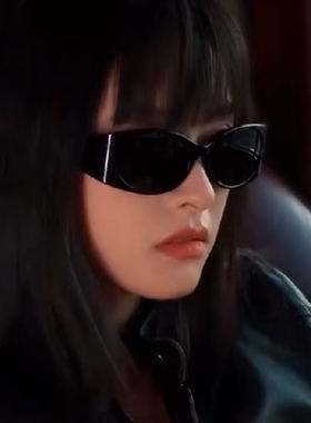 韩系复古猫眼窄框防紫外线墨镜女