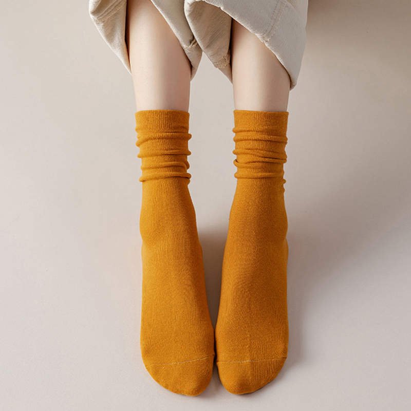 中长筒大码38-43堆堆袜女纯棉