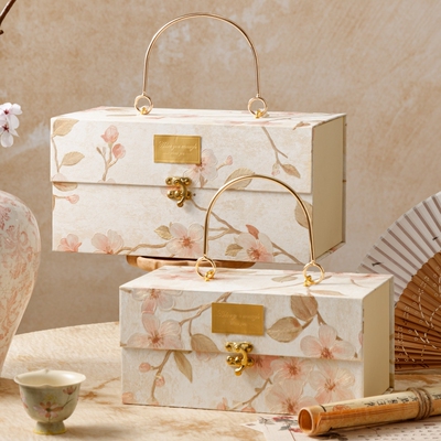 伴手礼盒伴娘森系鎏金繁花礼物盒