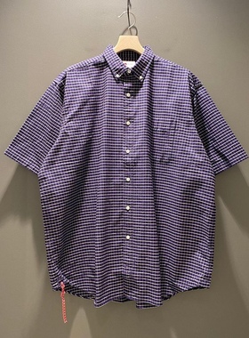 BEAMS JAPAN Loose Check B.D Shirt日本制红绳格子短袖衬衫21SS