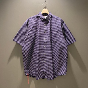 BEAMS JAPAN Loose Check B.D Shirt日本制红绳格子短袖衬衫21SS