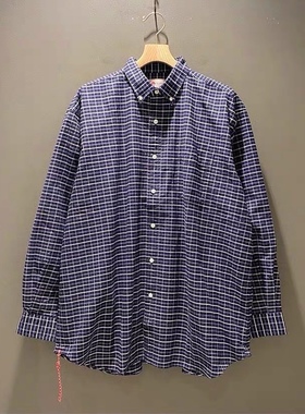 BEAMS JAPAN Button Down日本制 红绳格子纹休闲宽松长袖衬衫23AW