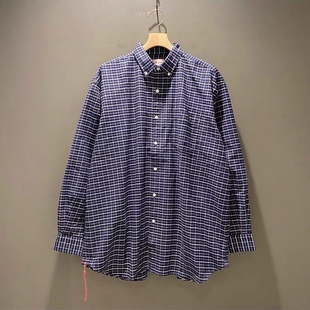 BEAMS JAPAN Button Down日本制 红绳格子纹休闲宽松长袖衬衫23AW
