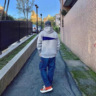 DESCENDANT DCDT 大鲸鱼logo刺绣抓绒宽松 日系休闲连帽卫衣 21AW