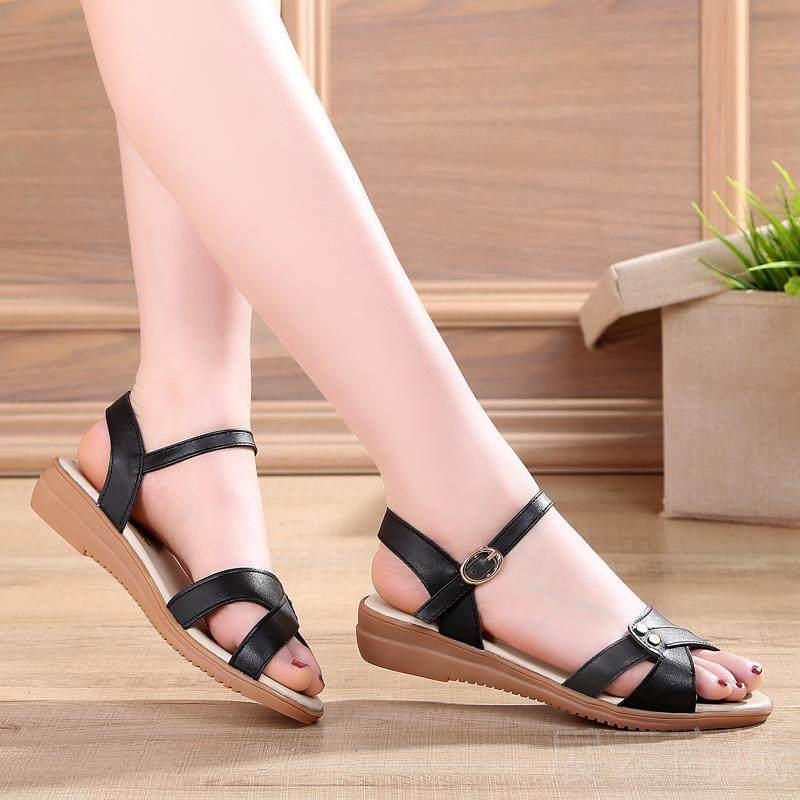 高档季护士鞋真皮平跟夏凉鞋妈鞋软白底色43牛筋底平底妈凉鞋女44,女鞋,时装凉鞋,淘宝优惠券,粉丝福利购,淘宝优惠卷