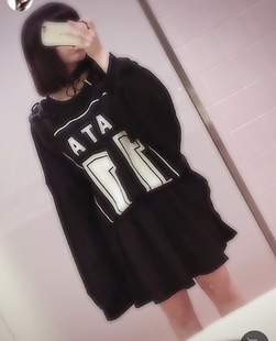 少女ems 气 11号印花宽松慵懒套头卫衣 超元 日单