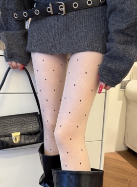 波点丝袜连裤袜超薄0d高透jk白丝袜子女秋冬季打底裤袜黑丝配袜套
