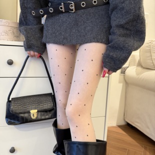 波点丝袜连裤袜超薄0d高透jk白丝袜子女秋冬季打底裤袜黑丝配袜套