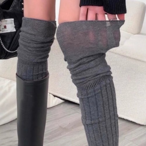 秋冬长筒过膝袜子靴袜短靴堆堆袜