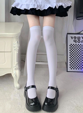白色过膝袜夏薄款天鹅绒袜子女春白丝袜黑色长筒袜大腿高筒jk丝袜