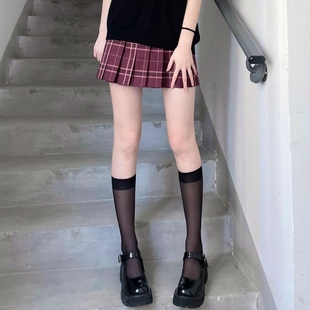 薄款 黑色丝袜夏季 小腿袜半截袜jk白色透明袜子女春秋中筒袜ins潮