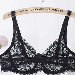 全透明超薄透明文胸聚拢新款女士胸罩性感纯欲风欧美大胸显小内衣