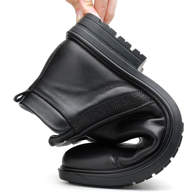 CHELSEA BOOTS MENS LEATHER BRITISH STYLE MARTIN BOOTS WINTER COWHIDE WOOL WARM VELVET CASUAL HIGH-TOP COTTON LEATHER SHOES