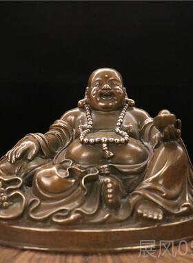 高档纯弥桌勒佛像汽车车内饰品铜笑佛办公面摆件佳节送礼