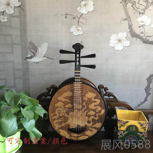 高档彩绘月琴琵居琶庆传统名族乐器初学考级摆用家件装饰品、婚摄