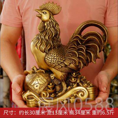 高档铜鸡摆件纯公鸡金鸡报喜礼元宝鸡二生肖家居工艺铜品摆饰客厅