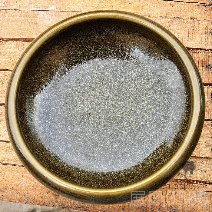 高档景德盆镇陶瓷金茶鱼缸叶釉笔洗器水仙乌龟缸铜钱草中国风摆件