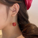 Hepburn红色樱桃流苏耳环小众圆脸显脸小耳钉 设计师 A.D 法国