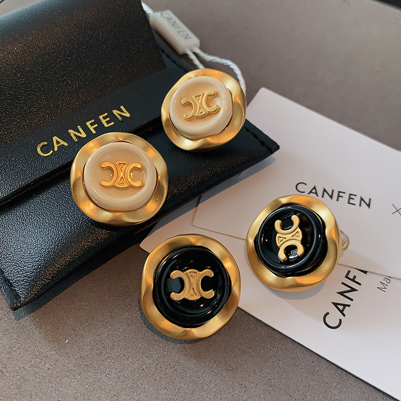 凯旋门耳环高级小众设计圆盘耳钉