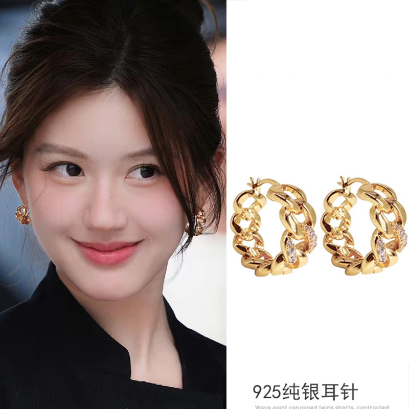金色链条耳圈高级耳扣耳饰