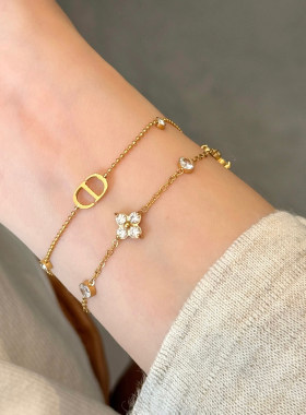 不掉色锆石四叶草手链女