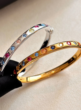 巴黎【设计师】GD权志龙同款彩色钻石手镯轻奢小众轻奢高级感手环