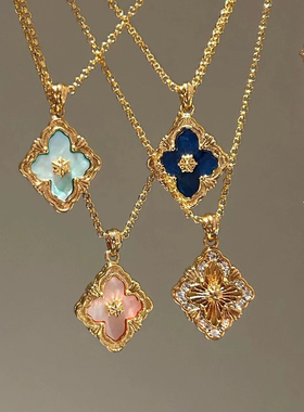 布契风贝母拉丝项链双面锁骨中古