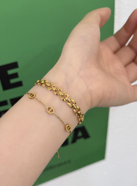 不掉色表带链手链小众设计