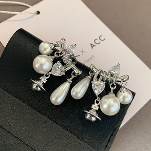 巴黎【设计师】西太家珍珠耳环高级土星耳坠女小香风耳钉爱心耳饰