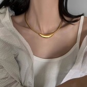 辣妹金属项链女项圈小众轻奢蛇骨链欧美风时尚 个性 设计师 巴黎