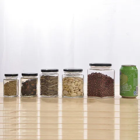 玻璃瓶带盖燕窝包装瓶子密封罐蜂蜜零食果酱菜六棱罐头瓶收纳