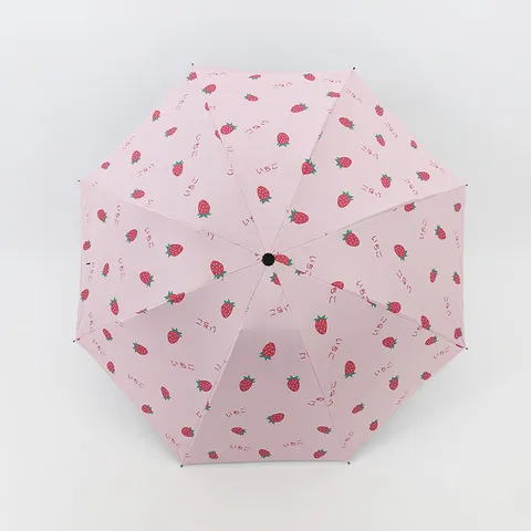 可爱遮阳伞女生两用晴雨折叠伞草莓图案太阳伞雨伞新款