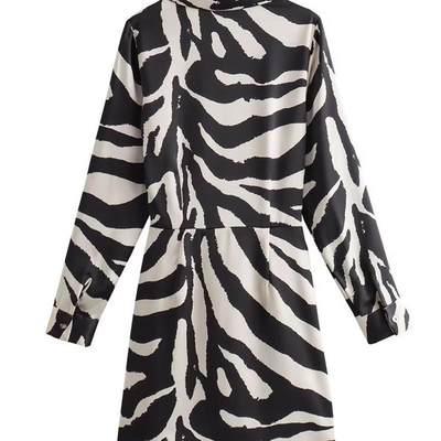 TRAF 2023 Women Vintage Zebra Striped Print Side Knotted Sli