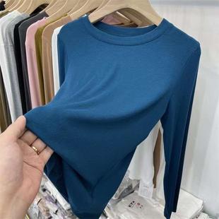 goods shirt neck bottoming round long European sleeved Modal