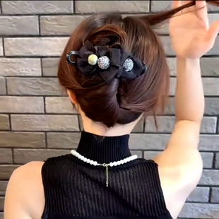 2025款鸭嘴夹女后脑勺妈妈盘发大号一字发夹珍珠蝴蝶结女抓发夹饰