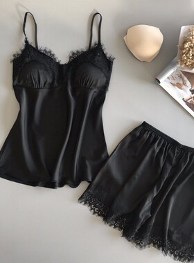 Suit Casual V-Neck Female  2 Piece Nightwear Shorts Set睡衣