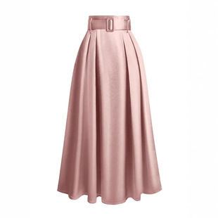 waisted Solid color high skirt女士纯色高腰百褶半身裙 pleated