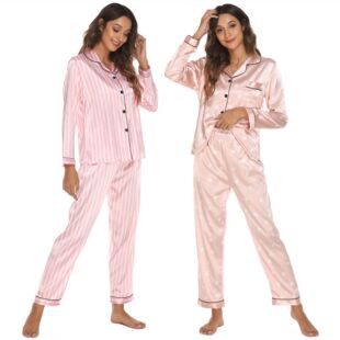 women's homewear pajamas cardigan long sleeve suit睡衣套装