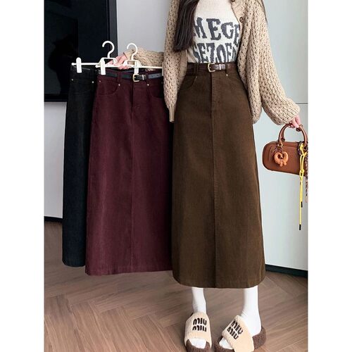 High waisted mid length straight skirt高腰中长显瘦直筒裙子女