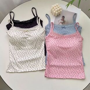 Floral sleeveless camisole vest for women 碎花无袖吊带背心女