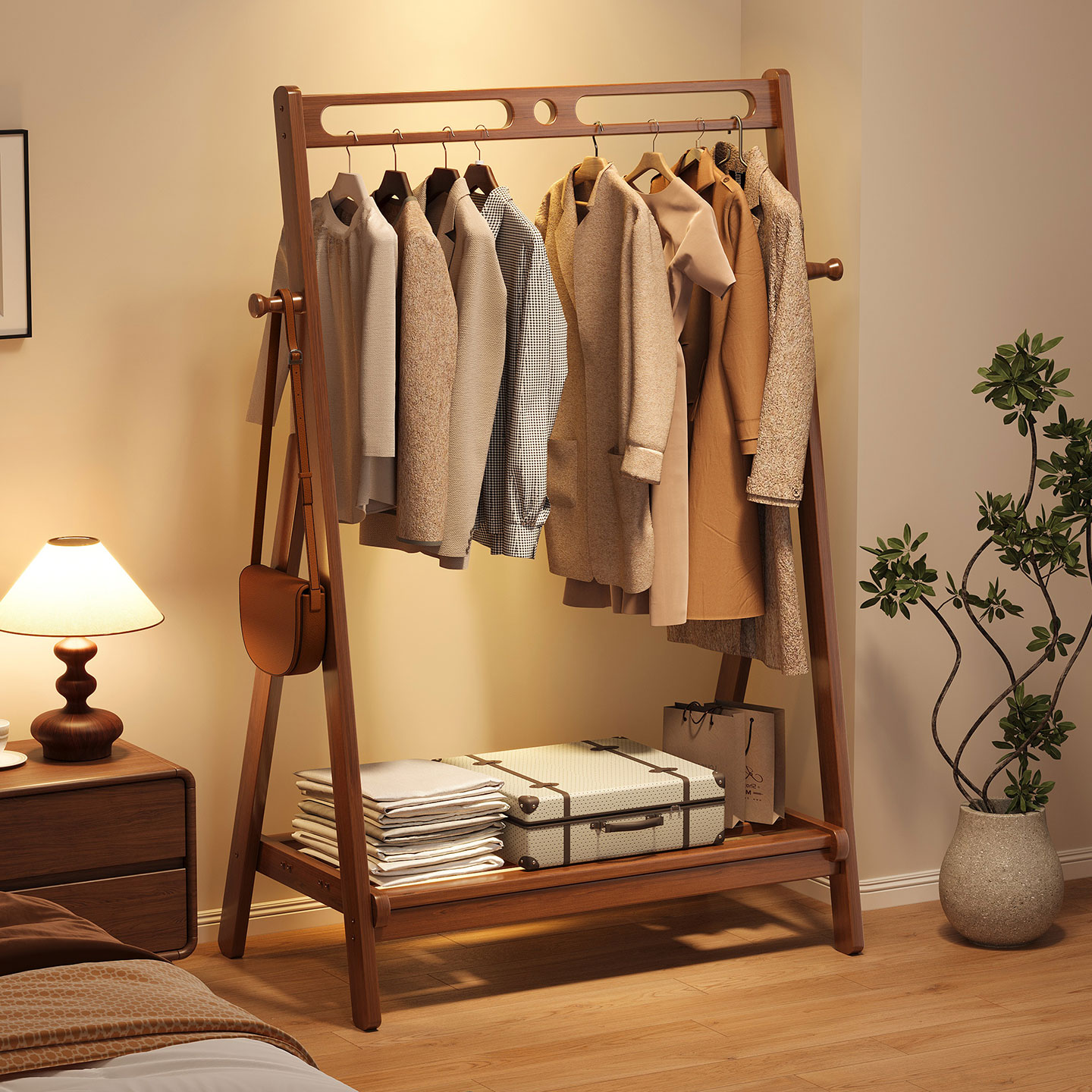 落地挂衣架卧室可移动挂包置物架