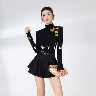 设计感显瘦气质时尚 MD依诺 新款 2025秋季 重工蝴蝶上衣 蝴蝶夜曲