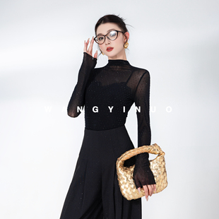 黑色时尚 2025春季 轻奢气质欧若风显瘦上衣 星钻公主 MD依诺